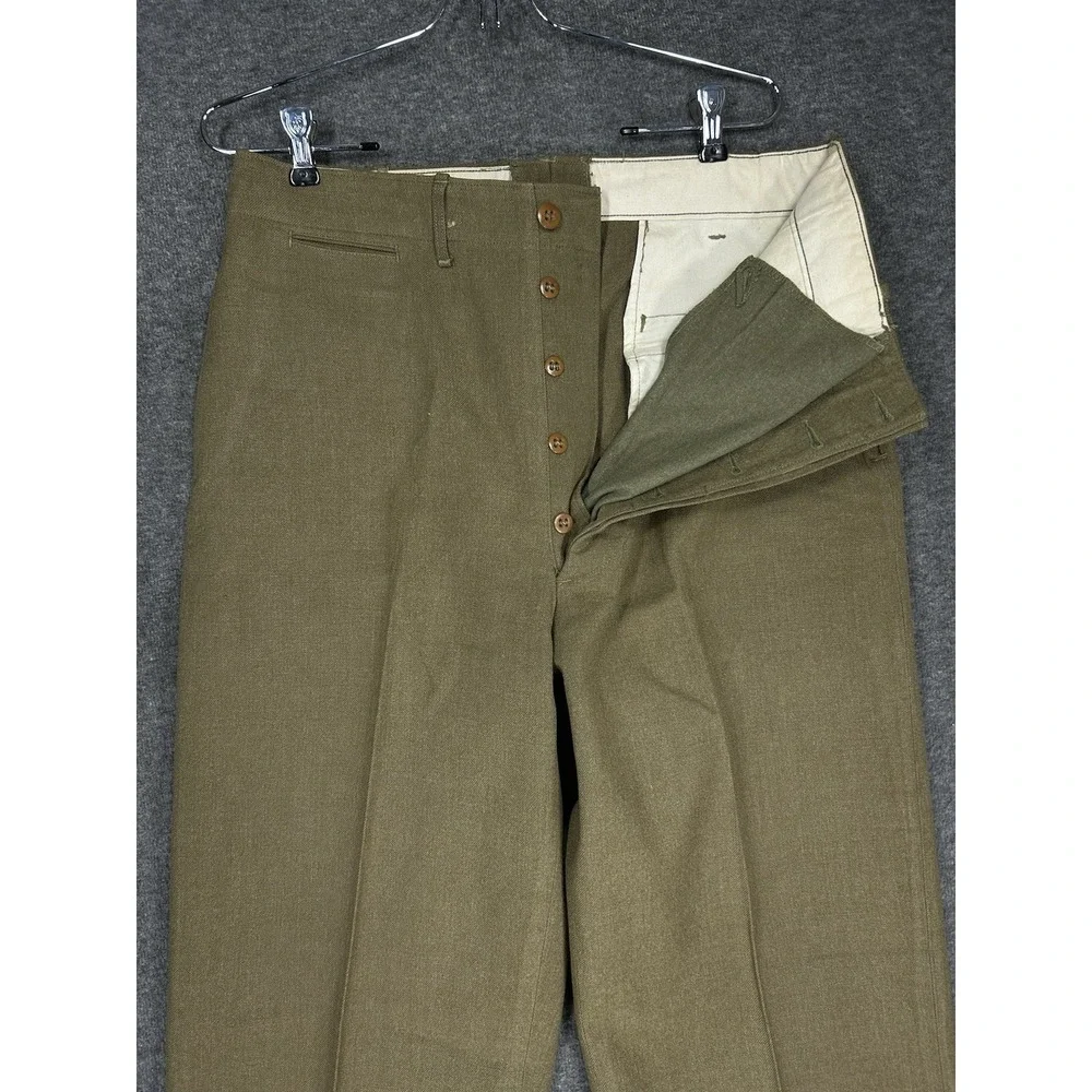 Vintage US Army M1937 Wool Trousers Pants Mens 33x33 (fits 32x31.5) OD WW2 40s